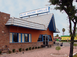 Entrance to Blue Adobe Santa Fe Grille in Mesa