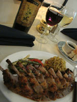 Rack of Lamb at The Blue Lion, a house specialty