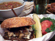 The famous Cricket burger with mushrooms and bleu cheese