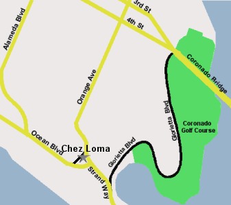 Close up Coronado Isand map for Chez Loma 