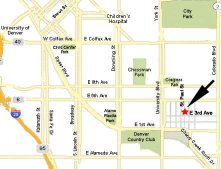 Map to Cucina Colore for Dining in Cherry Creek North near Denver