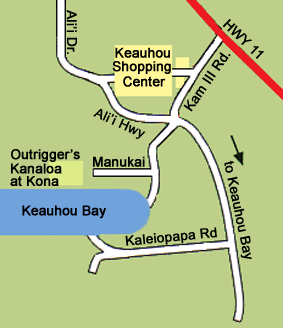 Map to Kenichi Pacific in the Keauhou Shopping Center in Kailua-Kona Hawaii.