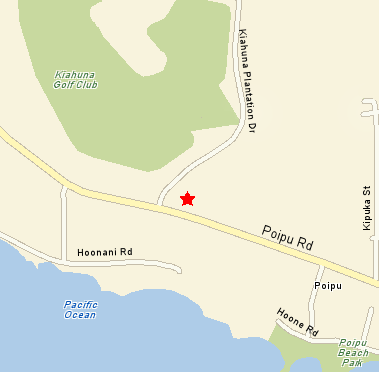 Map to Keoki's Paradise in the Poipu Shopping Village on Kiahuna Plantation Drive.