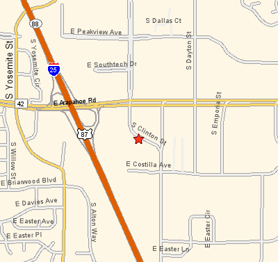 Map to Las Brisas Restaurant in the Englewood area of Denver