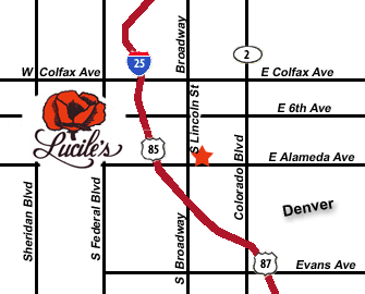 Denver area map to Luciles in Denver