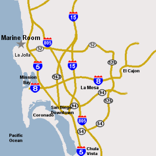 San Diego area map for The Marine Room