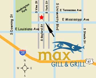 Detailed Map to Max Gill and Grill for Dining in Denver