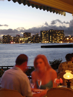 Open air dining at Michel's features fabulous views of the Waikiki skyline, the beach, and beautifully romantic sunsets.