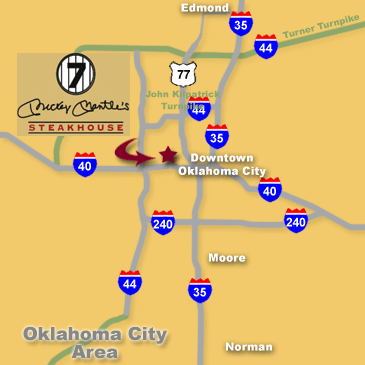 Map of the Oklahoma City area showing Downtown