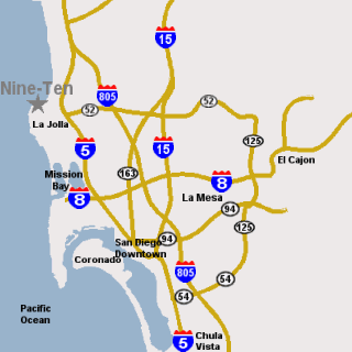 San Diego area map for Nine-Ten Restaurant located in La Jolla