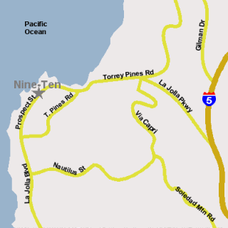La Jolla area map for Nine-Ten Restaurant