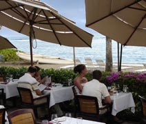 Watch the surf while enjoying a relaxing lunch at Pacific'O restaurant in Lahaina on Maui.