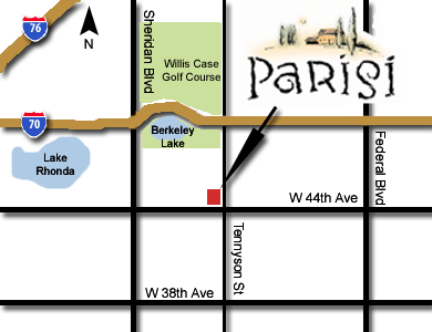Detailed Map to Parisi for Dining in North Denver