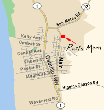 Map to Pasta Moon Ristorante on Main Street in Half Moon Bay