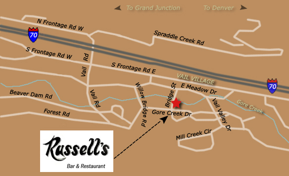 Map to Russells for Dining in Vail Colorado