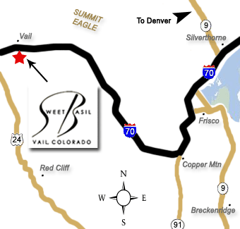 General Map to Sweet Basil for Fine Dining in Vail, Colorado