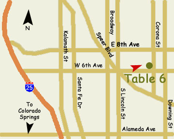 Map to Table 6 for Dining in Denver