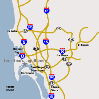 San Diego area map for Tom Hams Lighthouse located on Harbor Island
