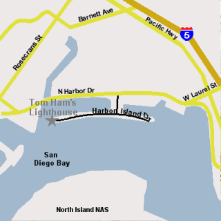 Close up map for Tom Ham's Lighthouse located on the west end of Harbor Island