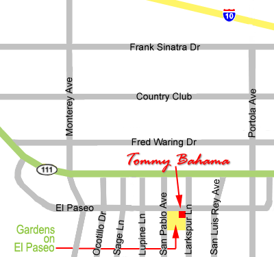 Map to Tommy Bahama in the Gardens on El Paseo in Palm Desert