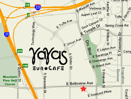 Map to Ya Yas Euro Bistro in Denver
