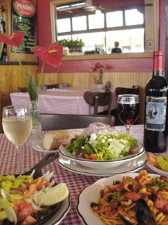 The good homemade Italian food at Aunti Pasto's is cooked in our exhibition kitchen and served up by our friendly staff in our colorful atmosphere.