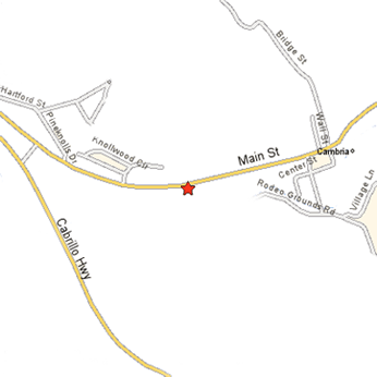 Map to Black Cat Bistro on Main Street in Cambria.