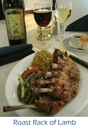 Roast Rack of Lamb at Blue Lion Restaurant in Jackson