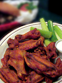 Cricket's Famous Louisiana Wings, Green Chili, Fries and Cricket Burger; Patio Dining