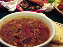 * Don't let the red color fool you...it really is green chili!*