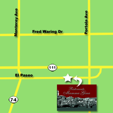 Close up map for Ristorante Mamma Gina in Palm Desert