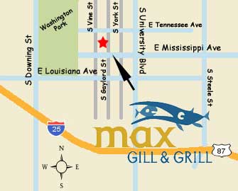 Detailed Map to Max Gill and Grill for Dining in Denver