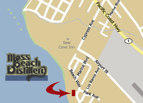 Map to Moss Beach Distillery on the California Coast