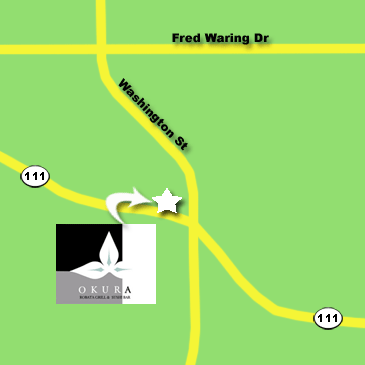 Close up map for Okura Robata Grill & Sushi Bar in La Quinta