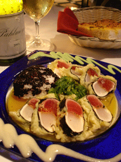 Our award-winning 'Hapa/Hapa' Tempura, Mahi Mahi Island Fish Special, and a bottle of fine wine.