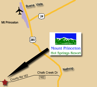 Detailed Map to the Princeton Club at Mt. Princeton Hot Springs Resort in Nathrop, CO