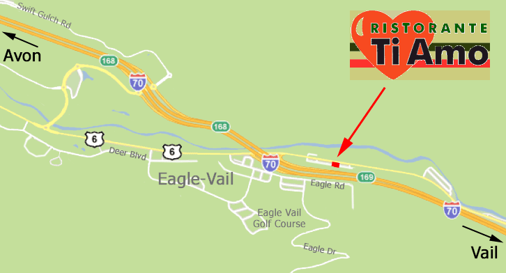 Map to Ristorante Ti Amo in Eagle-Vail