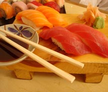 Salmon and Tuna Nigiri at Sushi Teri House.