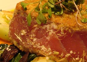 Pan-seared rare Trinidad Tuna