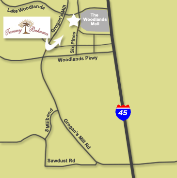 Map for Tommy Bahamas Tropical Cafe in The Woodlands