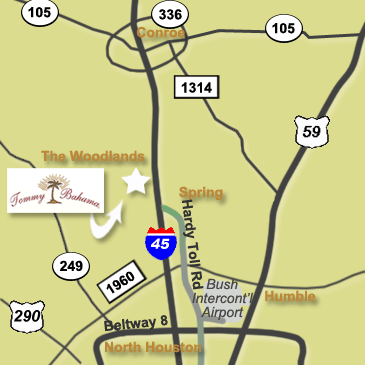 Map for Tommy Bahamas Tropical Cafe in The Woodlands